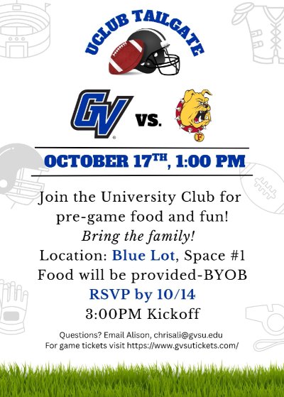 University Club Football Tailgate GV vs. Ferris